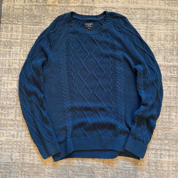 Abercrombie & Fitch Other - Abercrombie & Fitch Cable Knit Crewneck Sweater Mens Large Blue Chunky Pullover